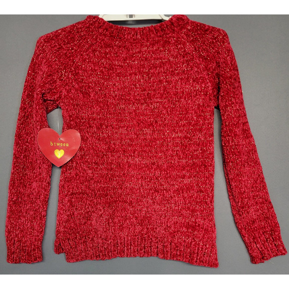 btween Sweater Girls Sz 7 Red Sequin Unicorn Pullover Holiday Sparkle Christmas - Picture 8 of 11